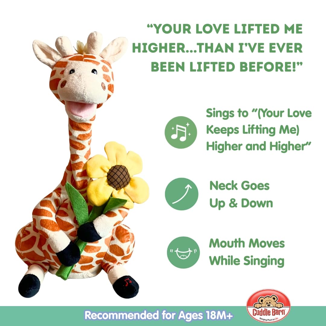 Cuddle Barn Gerry — Animated Plush Giraffe with Neck Growth & Song (12 Inches)