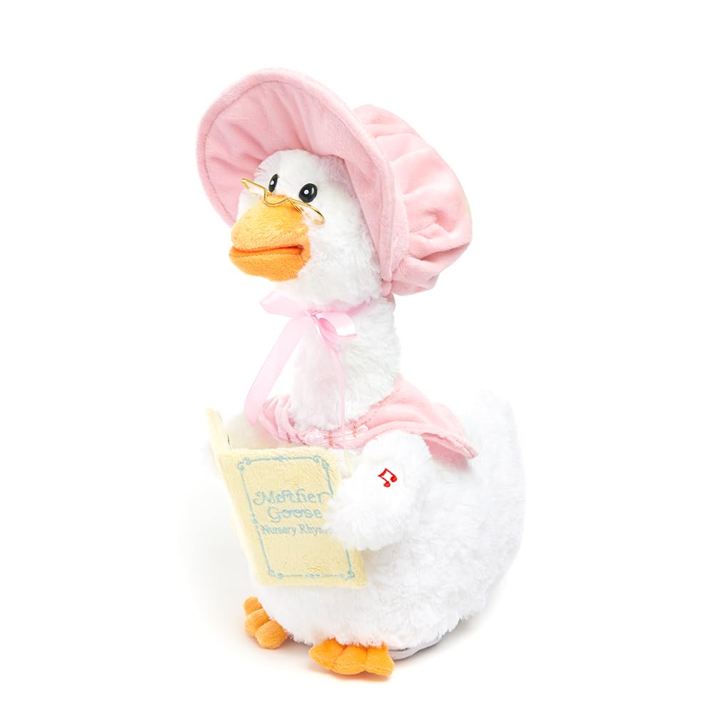 Cuddle Barn Mother Goose Read-Along Pink Plush – Animated 7 Nursery Rhymes with Board Book, 14 Inches