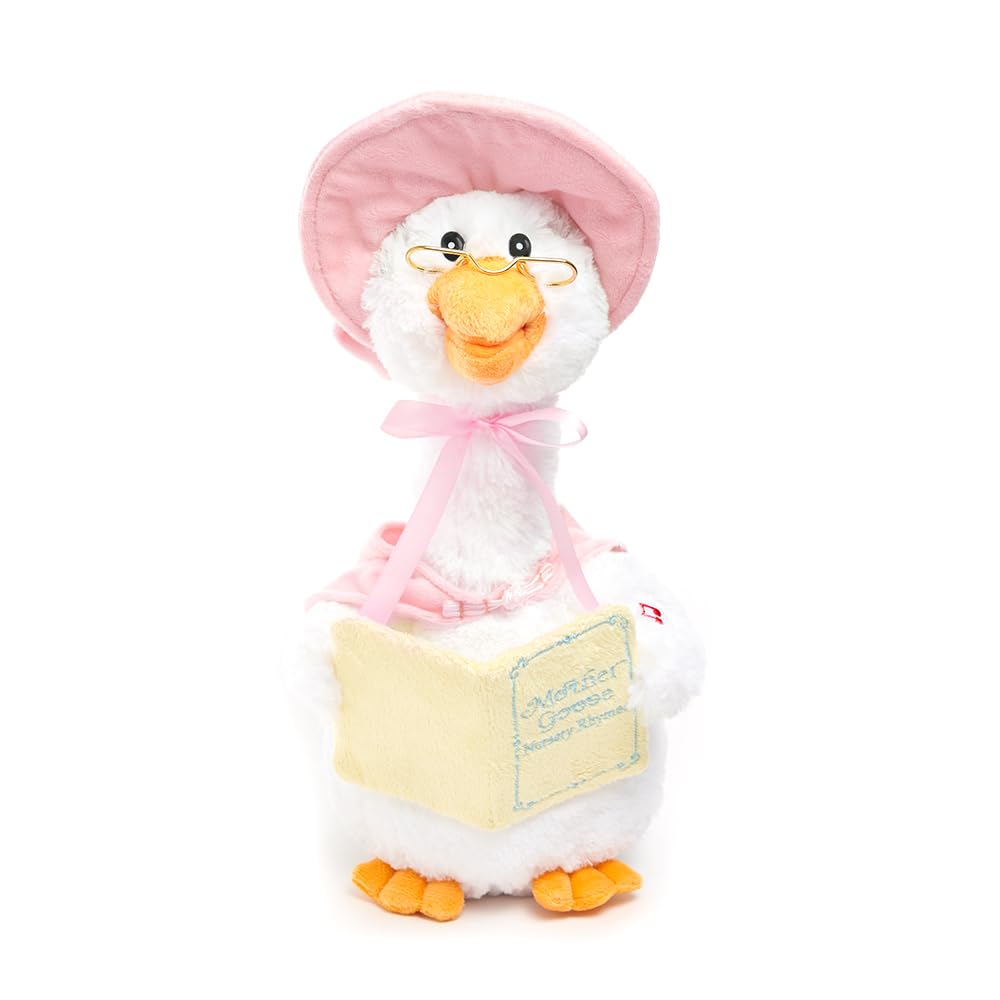Cuddle Barn Mother Goose Read-Along Pink Plush – Animated 7 Nursery Rhymes with Board Book, 14 Inches