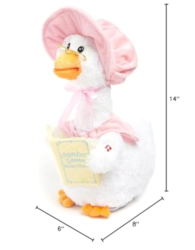 Cuddle Barn Mother Goose Read-Along Pink Plush – Animated 7 Nursery Rhymes with Board Book, 14 Inches