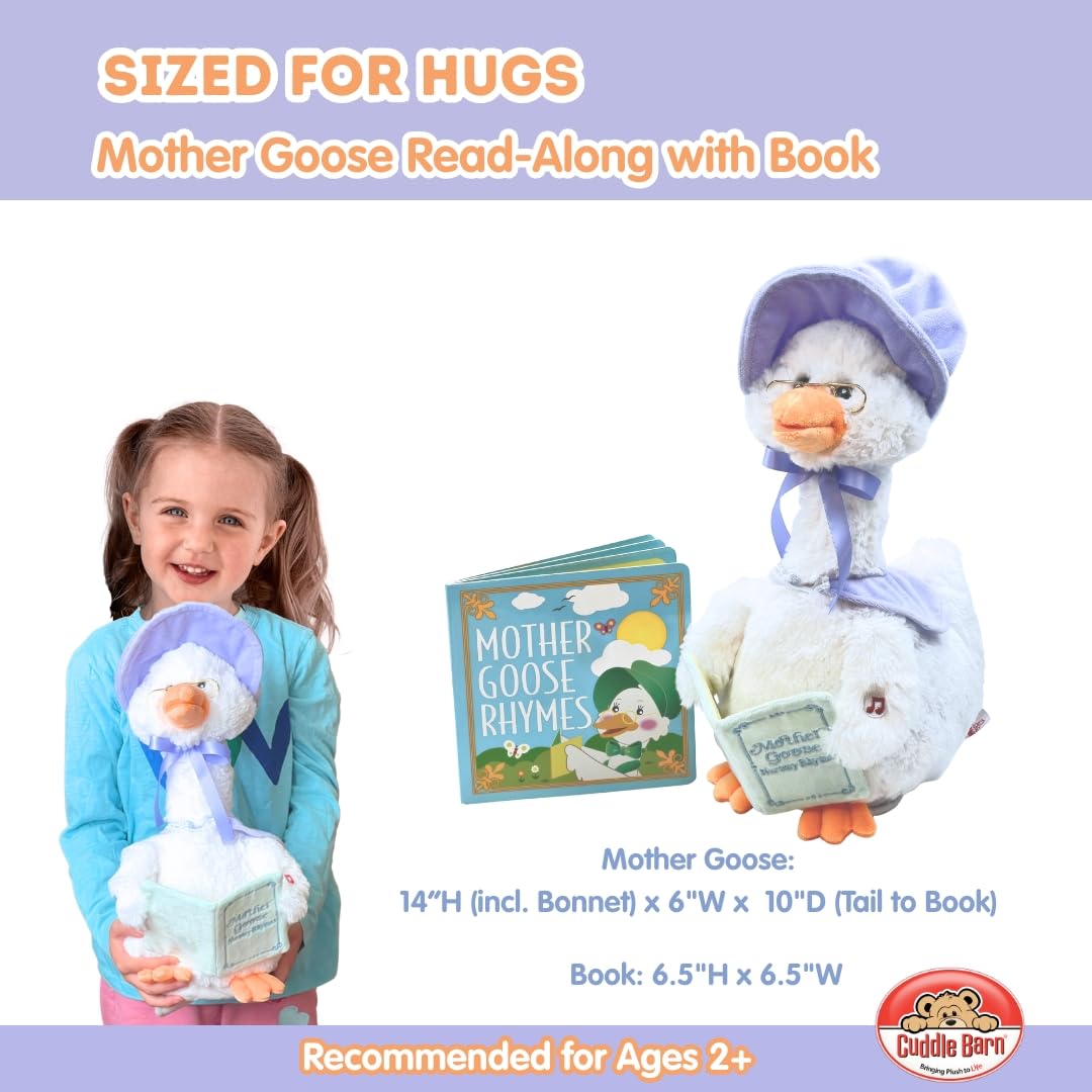 Cuddle Barn Mother Goose Read-Along (Periwinkle) – Animated Plush Recites 7 Nursery Rhymes