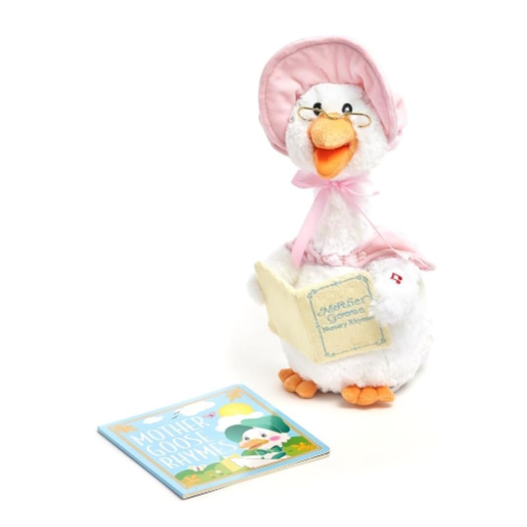 Cuddle Barn Mother Goose Read-Along Pink Plush – Animated 7 Nursery Rhymes with Board Book, 14 Inches