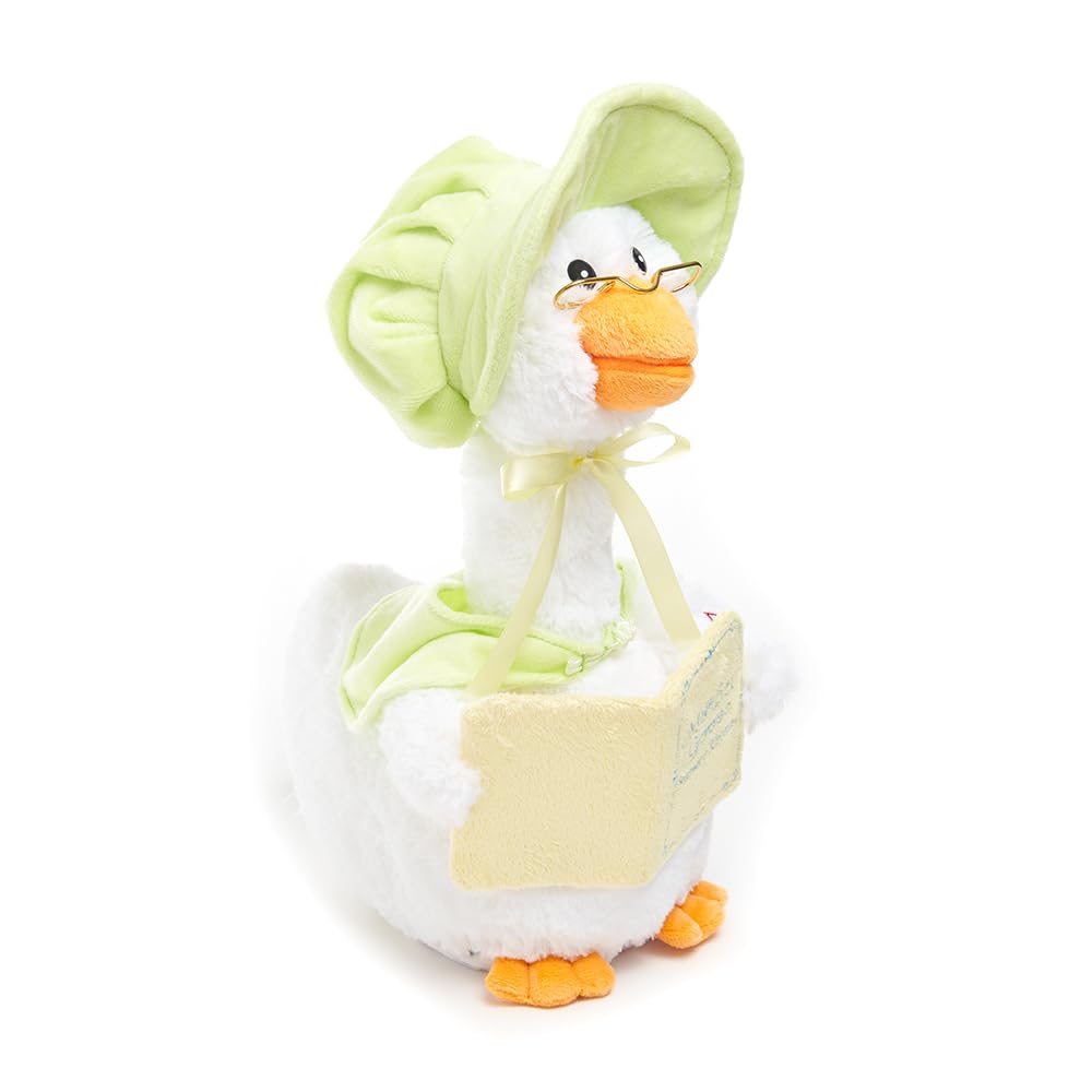 Cuddle Barn Mother Goose Read-Along (Sage) | Animated Bird Plush Recites 7 Nursery Rhymes + Board Book - 14 inches