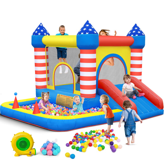 CulaLuva Inflatable Bounce House 5-in-1: Ball Pit, Slide & 370W Blower (Indoor/Outdoor)