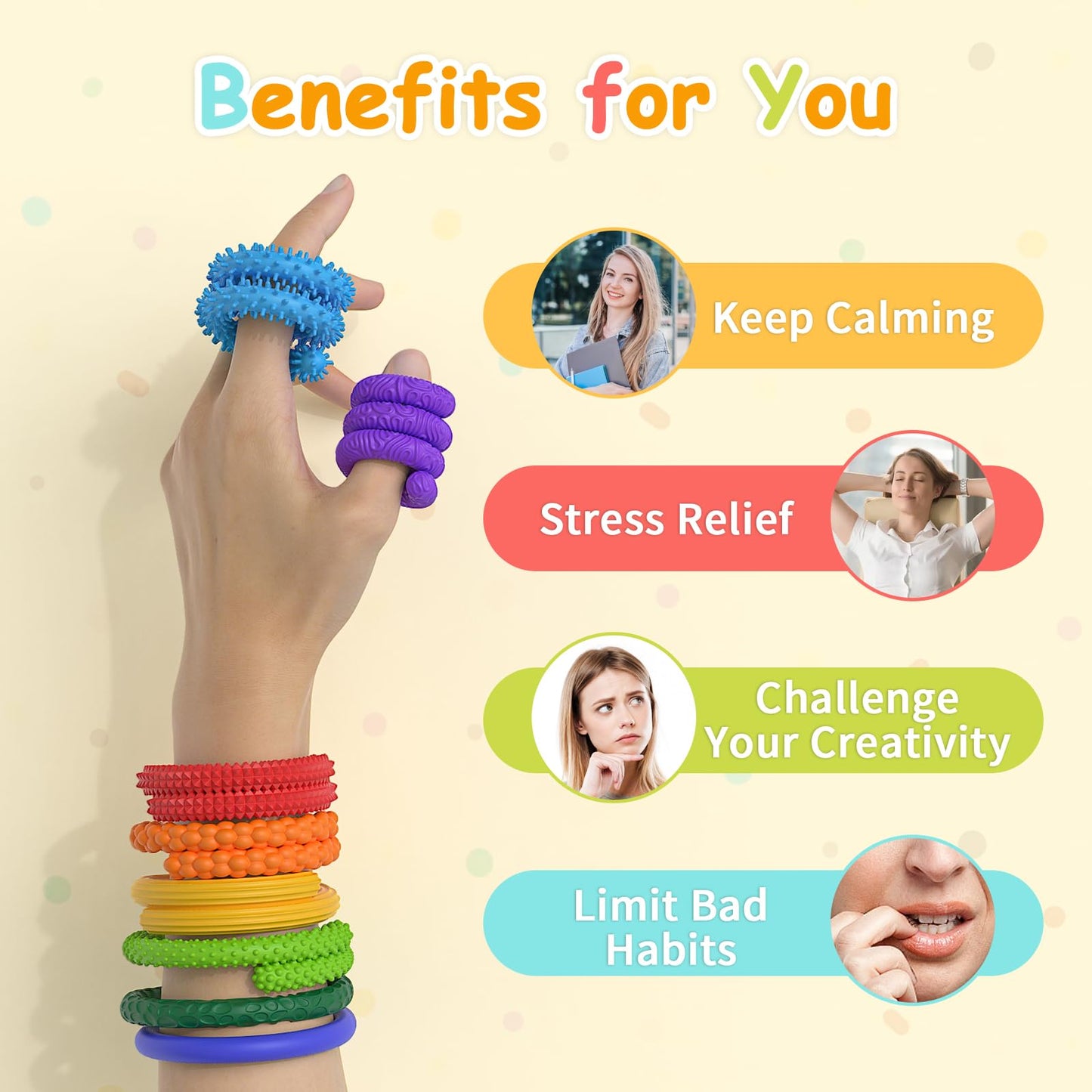CulivnFud Fidget Toys Sensory Sticks (8 Pack) — Textured Silicone for Calm
