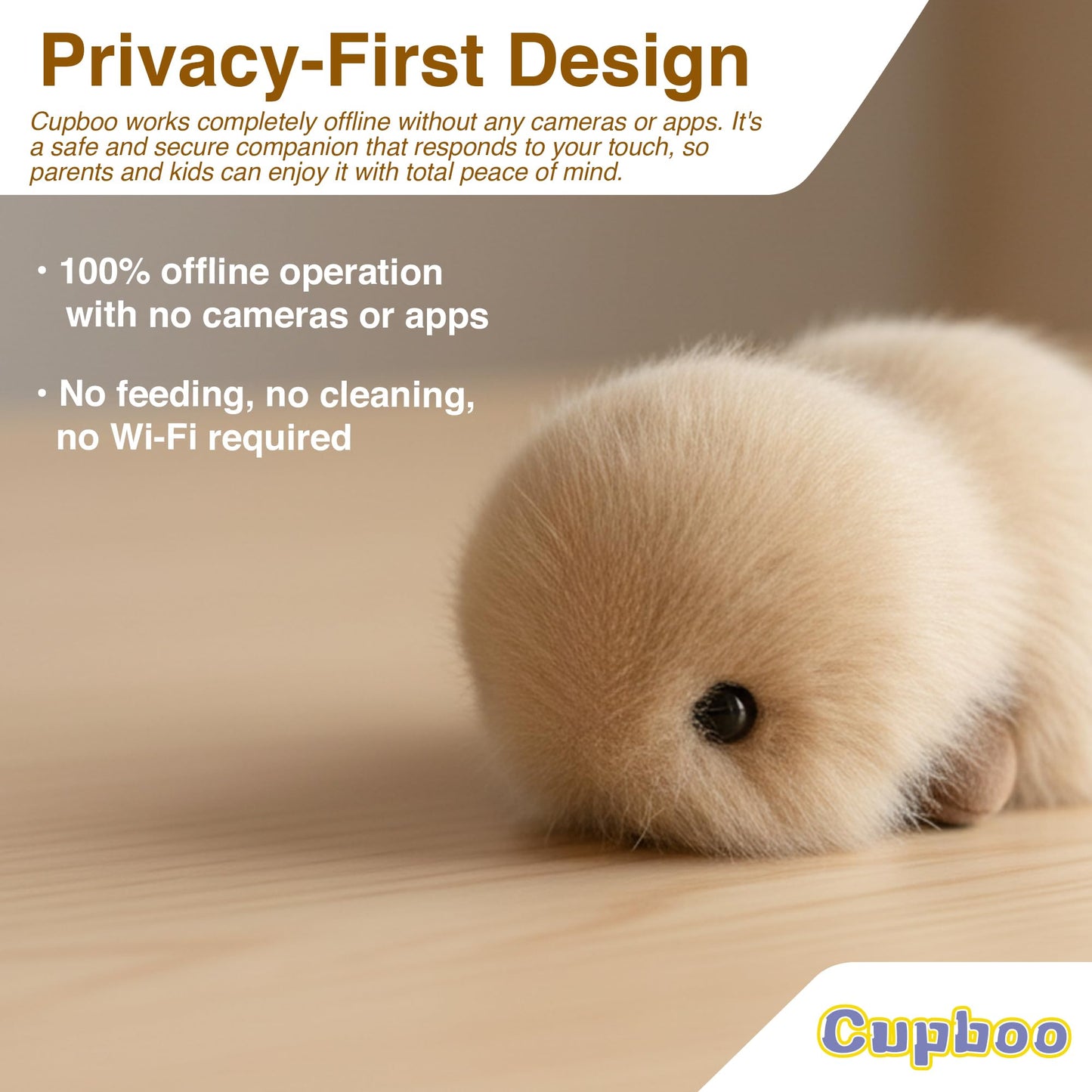 cupboo Interactive AI Plush Companion – Privacy-Safe Smart Robotic Pet (Khaki)