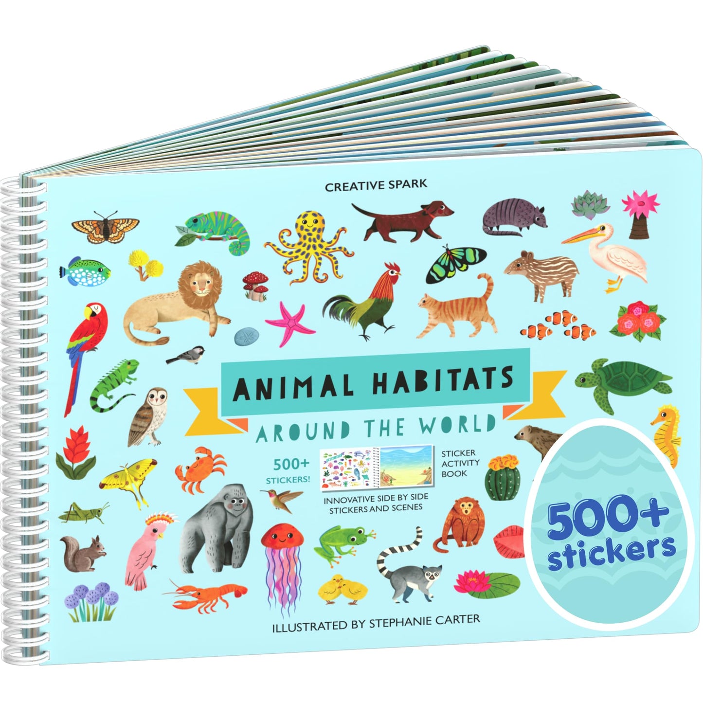 Cupkin Animals Habitat Sticker Book – 500+ Stickers, 12 Scenes, Travel Activity for Kids 2-8