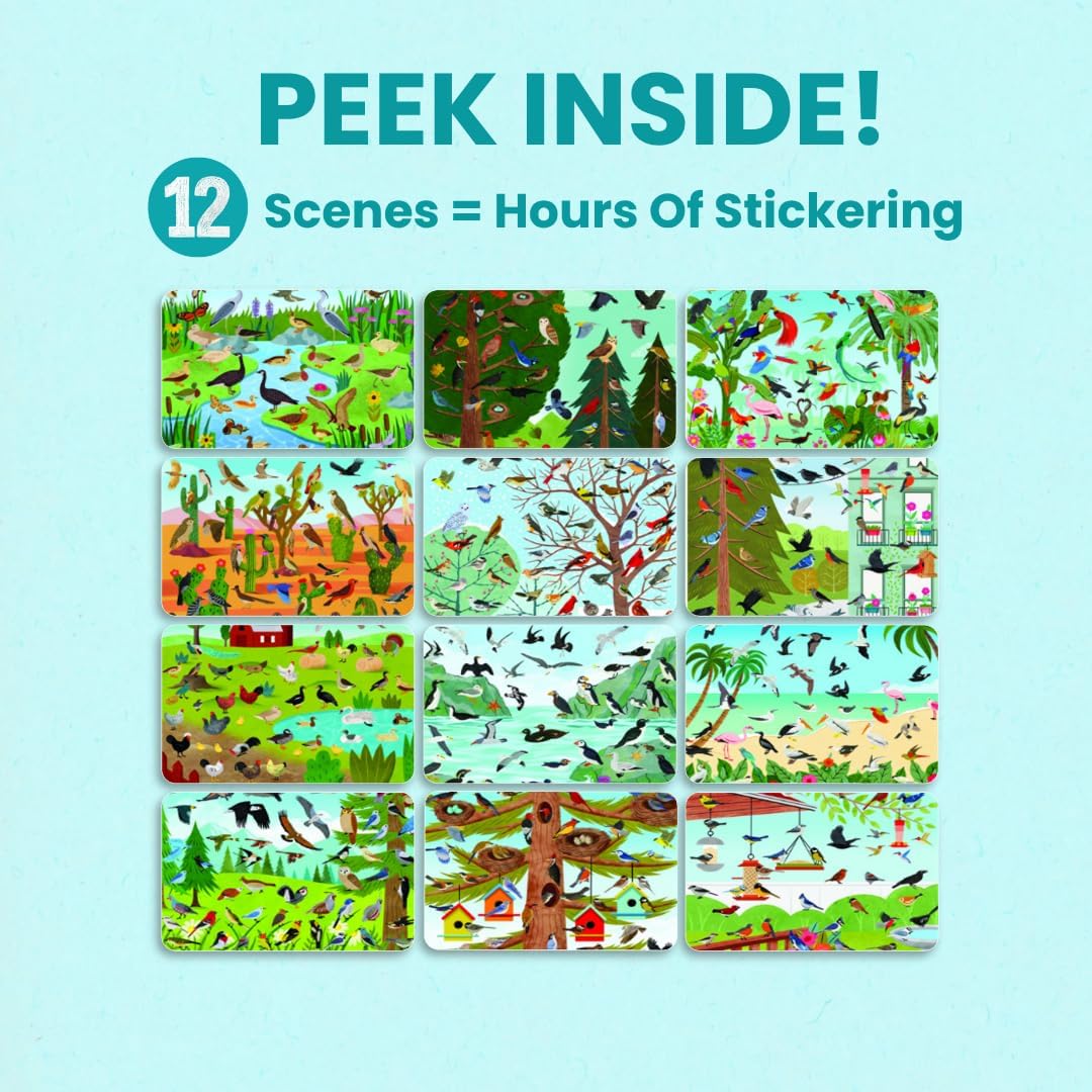 Cupkin Bird Sticker Book: 500+ Stickers, 12 Scenes & 12 Coloring Pages for Kids 2–8 | Travel Activity