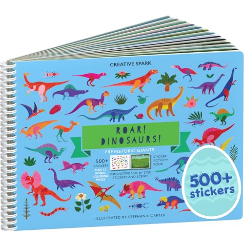 Cupkin Dinosaur Sticker Book for Kids – 500+ Stickers, 12 Scenes & 12 Coloring Pages