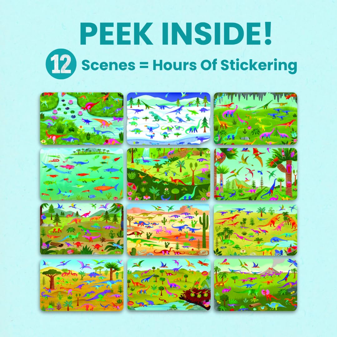 Cupkin Dinosaur Sticker Book for Kids – 500+ Stickers, 12 Scenes & 12 Coloring Pages