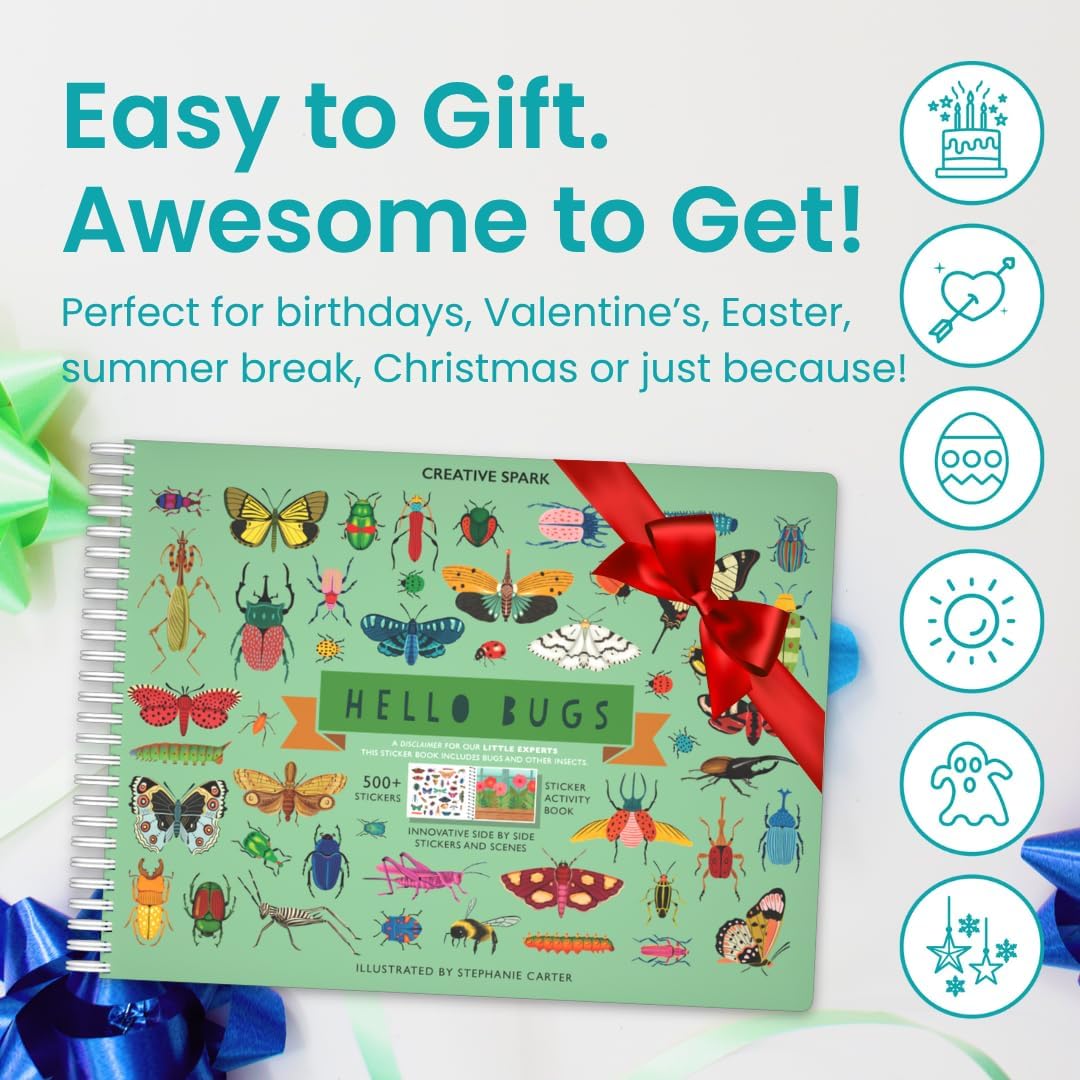 Cupkin Hello Bugs Sticker Book for Kids | 500+ Stickers, 12 Scenes & 12 Coloring Pages