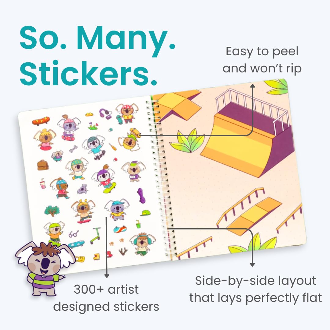 Cupkin Koality Time: 300+ Sticker Book for Kids – Travel Coloring & Stickers (Ages 2-8)