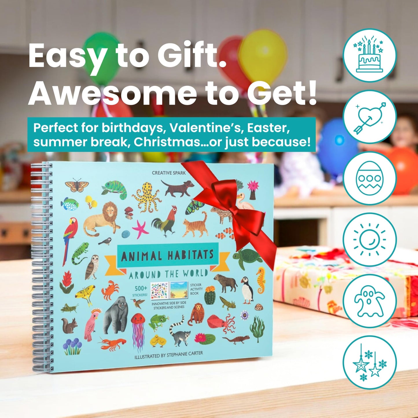 Cupkin Animals Habitat Sticker Book – 500+ Stickers, 12 Scenes, Travel Activity for Kids 2-8