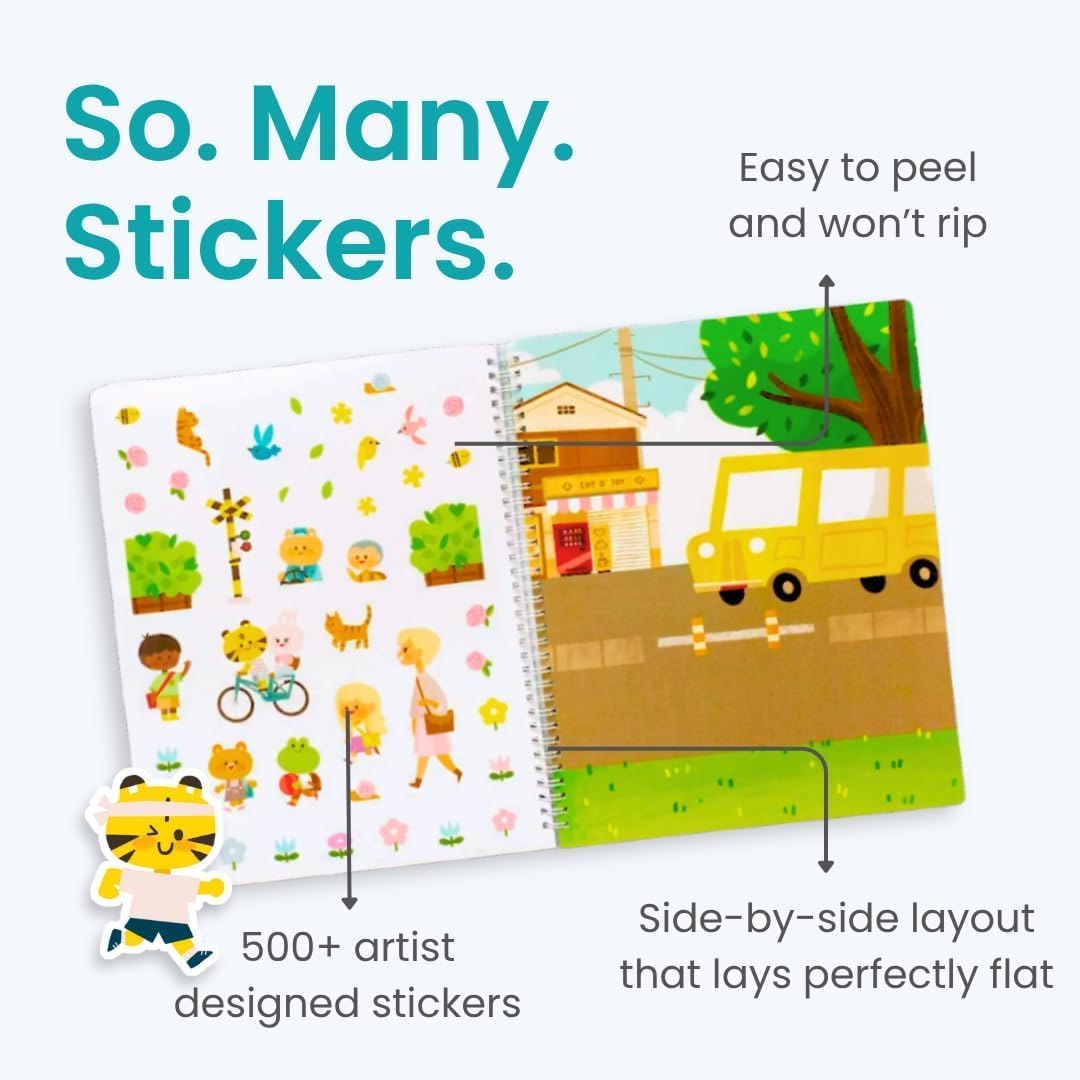 Cupkin Let’s Go to School Sticker Book – 500+ Stickers, 12 Scenes, 12 Coloring Pages for Kids 2–8