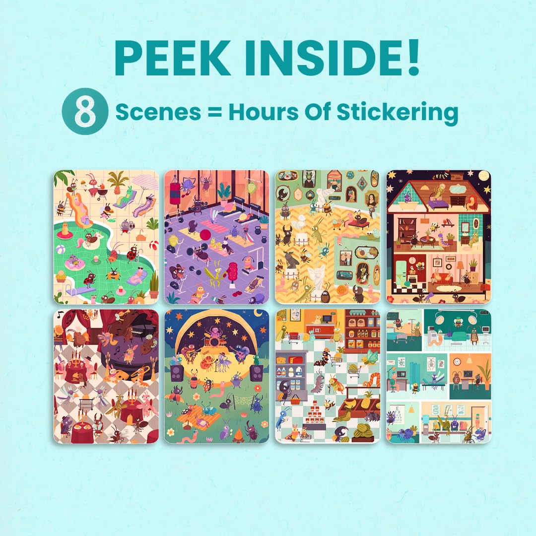 Cupkin Life of Busy Bugs Sticker Book – 300+ Stickers, 8 Scenes for Ages 2-8