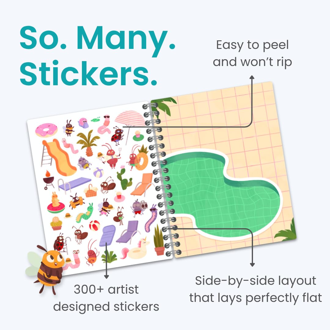 Cupkin Life of Busy Bugs Sticker Book – 300+ Stickers, 8 Scenes for Ages 2-8