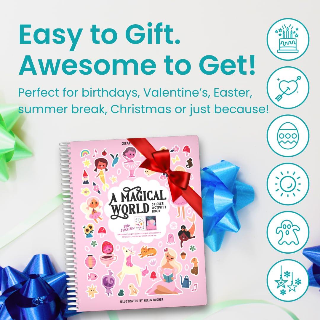 Cupkin Magical World Sticker Book: 500+ Stickers, 12 Scenes, Spiral-Bound (Ages 2-8)