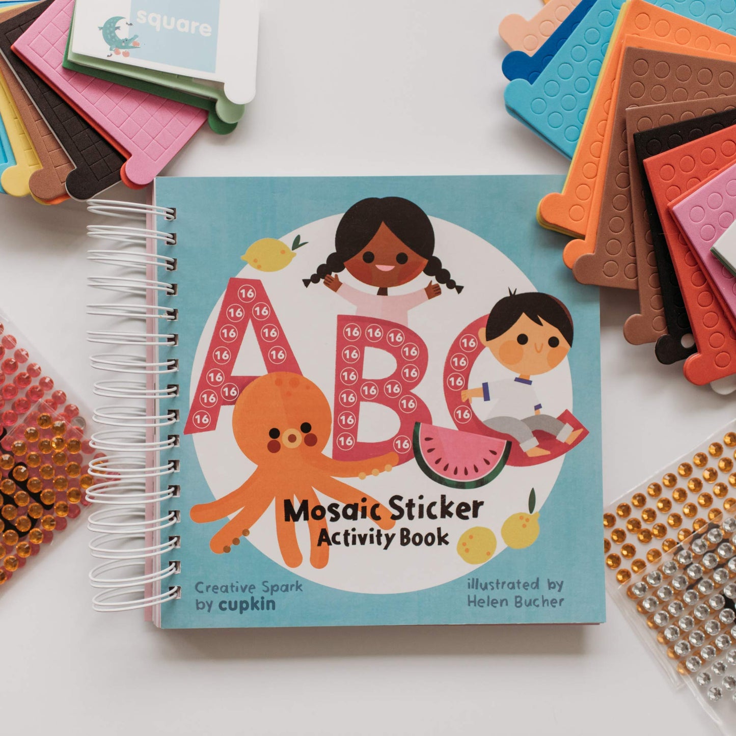 Cupkin Mosaic Sticker Art Kit – 3000+ Stickers, 52-Page ABC Mosaics Craft Book