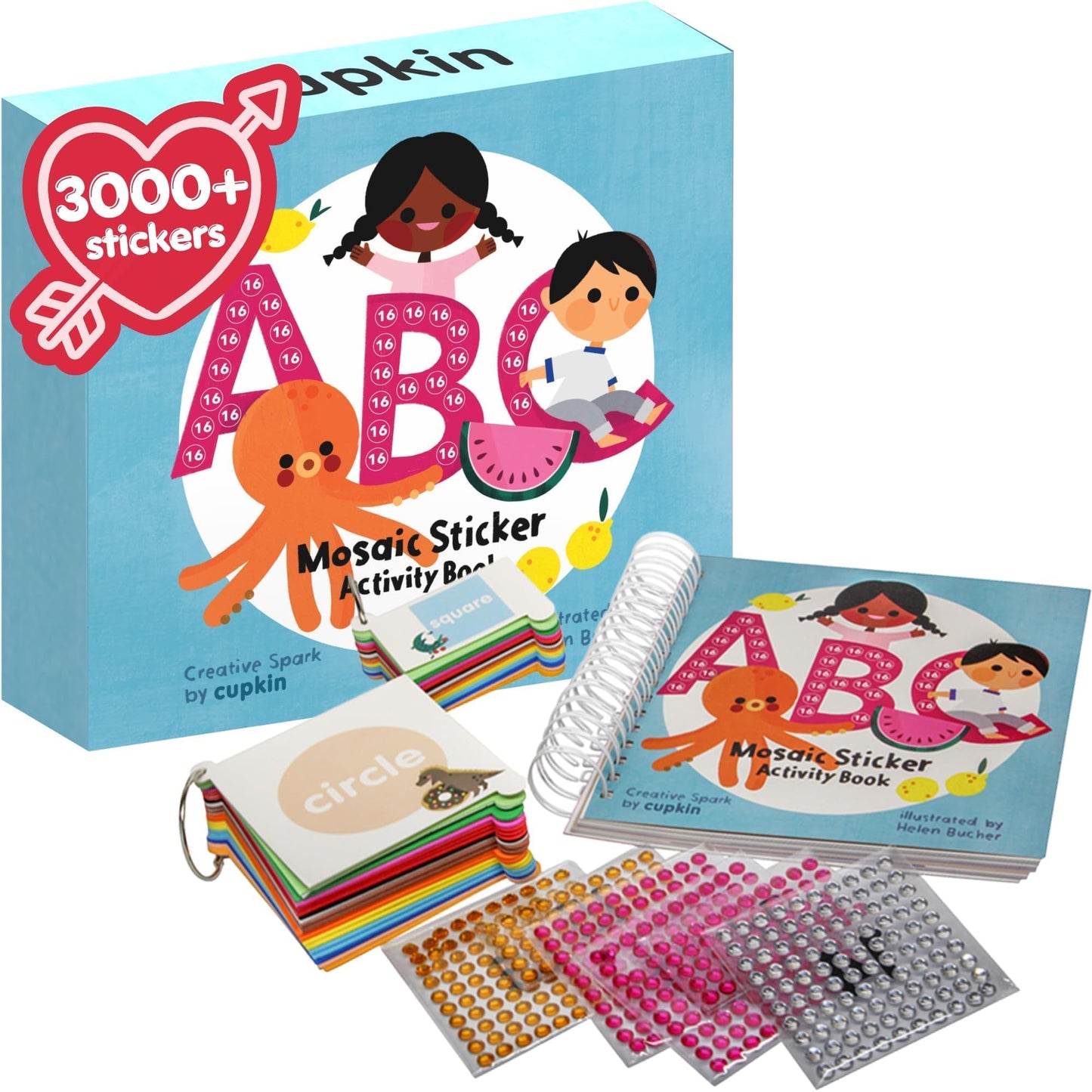 Cupkin Mosaic Sticker Art Kit – 3000+ Stickers, 52-Page ABC Mosaics Craft Book