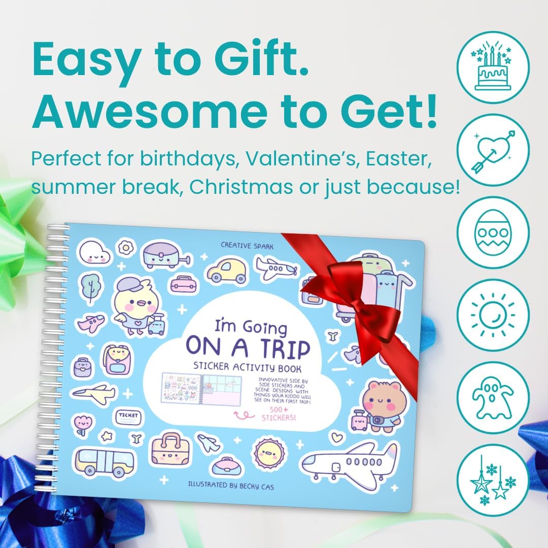 Cupkin My First Trip 500+ Kids Sticker Book - Travel Activity & Coloring (Ages 2-8)