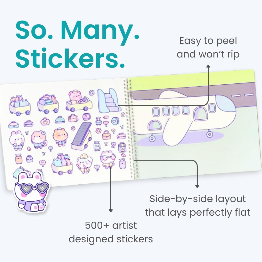 Cupkin My First Trip 500+ Kids Sticker Book - Travel Activity & Coloring (Ages 2-8)