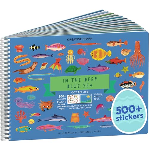 Cupkin Ocean 500+ Sticker Book — Travel Activity & Coloring for Kids 2-8 (12 Scenes, 12 Coloring Pages)