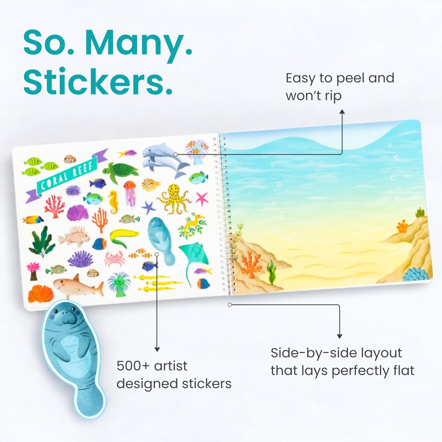 Cupkin Animals Habitat Sticker Book – 500+ Stickers, 12 Scenes, Travel Activity for Kids 2-8