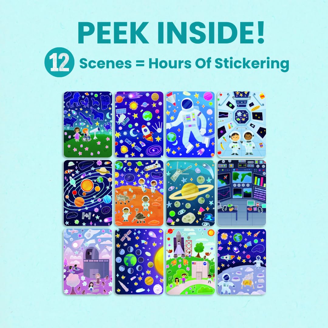 Cupkin Outer Space Sticker Book for Kids – 500+ Stickers, 12 Scenes, 12 Coloring Pages