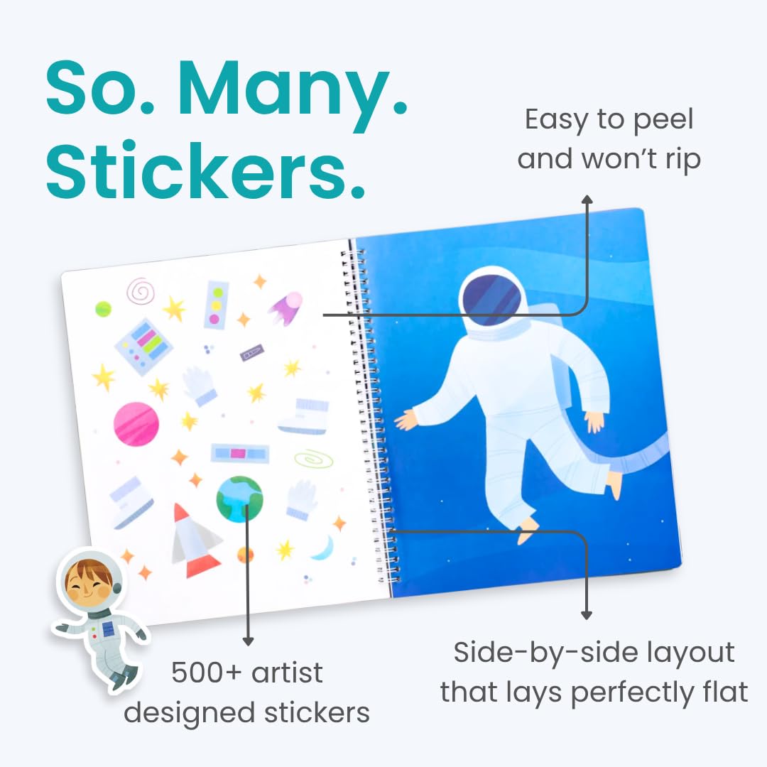 Cupkin Outer Space Sticker Book for Kids – 500+ Stickers, 12 Scenes, 12 Coloring Pages