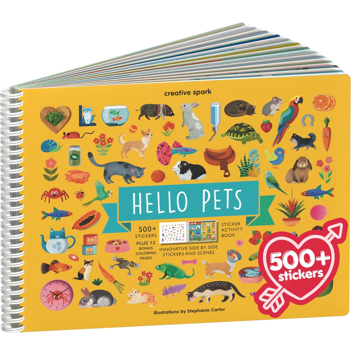 Cupkin Pet Animals Sticker Book | 500+ Stickers, 12 Scenes, 12 Coloring Pages for Kids 2-8
