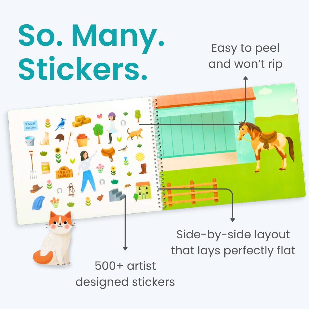 Cupkin Pet Animals Sticker Book | 500+ Stickers, 12 Scenes, 12 Coloring Pages for Kids 2-8