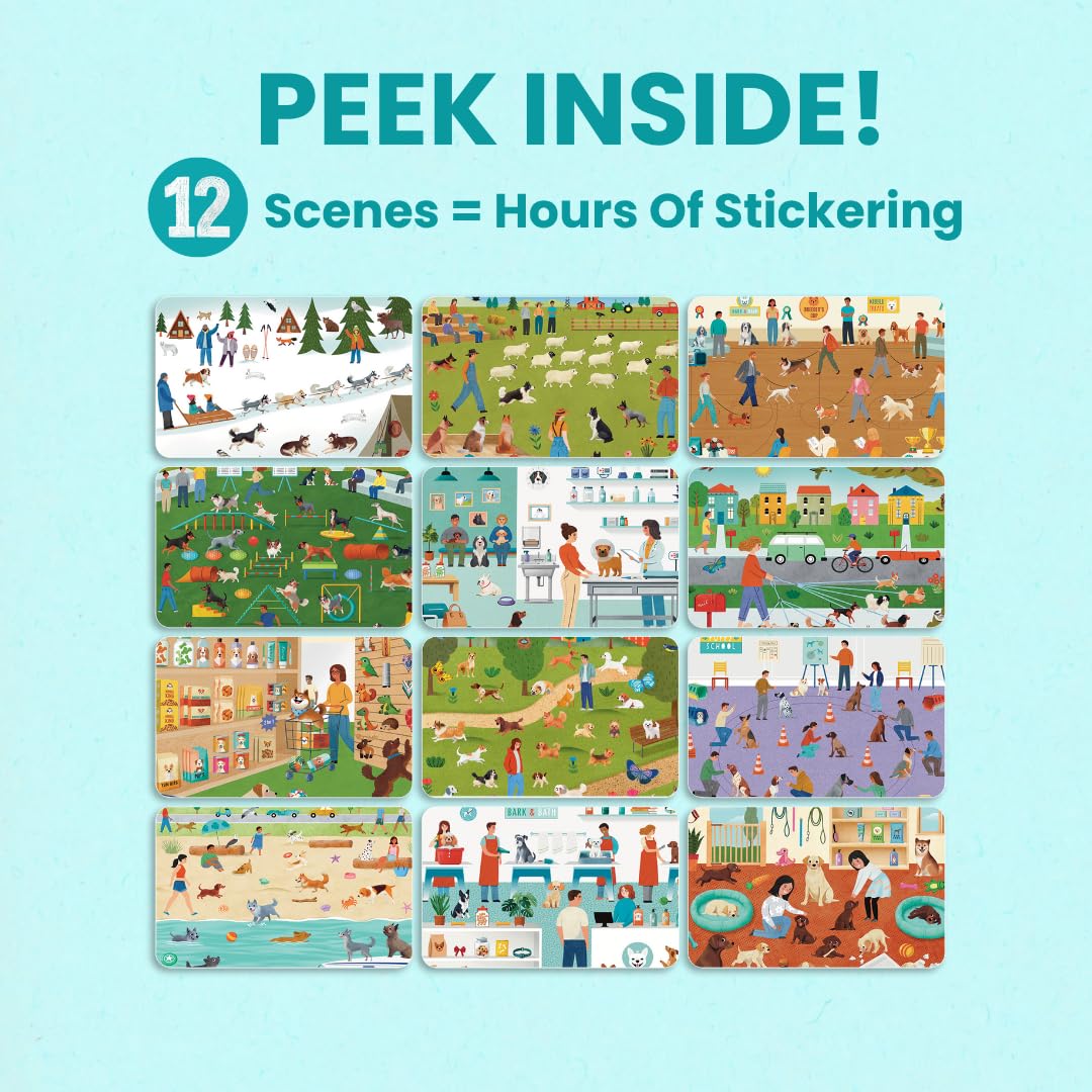 Cupkin Pet Animals Sticker Book | 500+ Stickers, 12 Scenes, 12 Coloring Pages for Kids 2-8