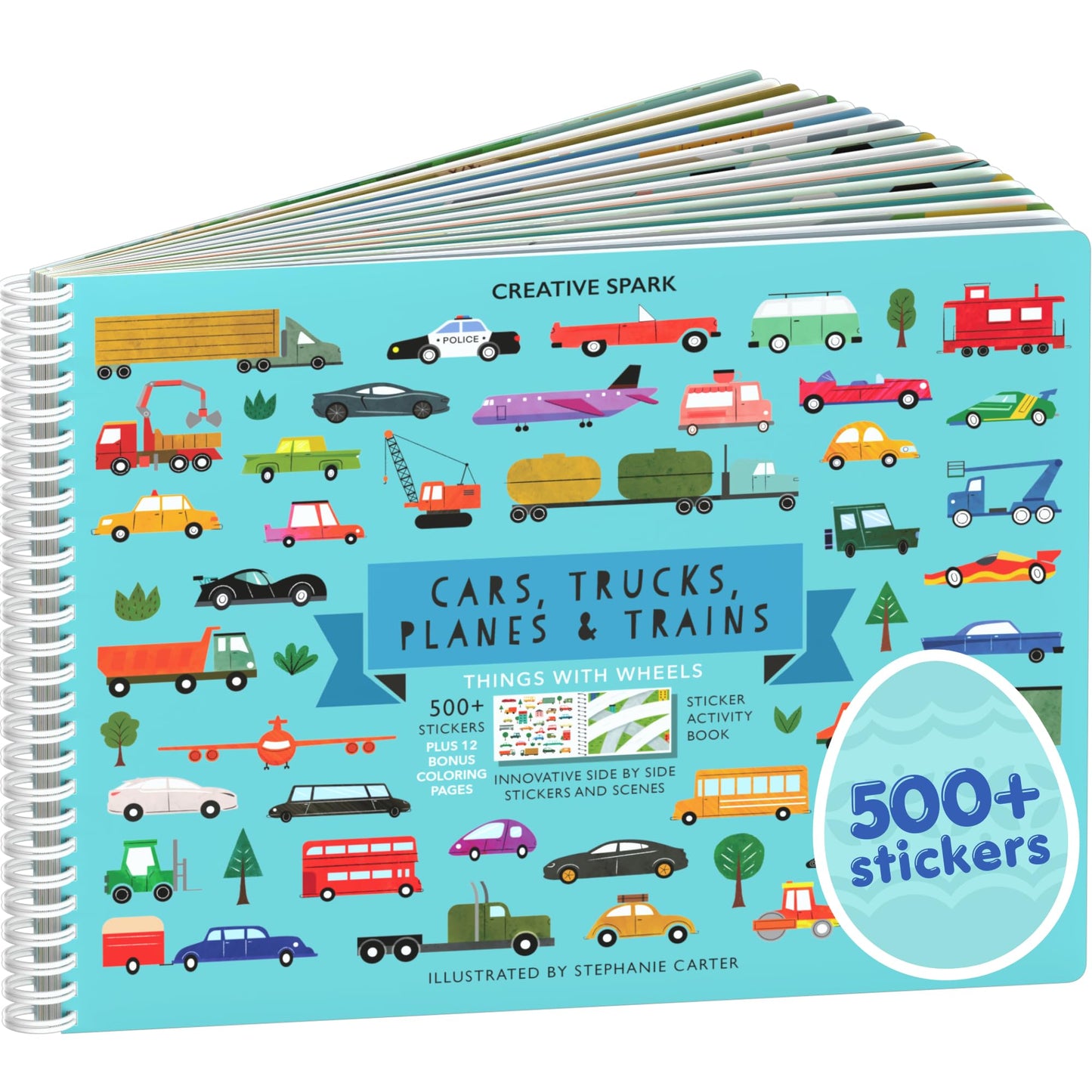 Cupkin 500+ Travel Sticker Book for Kids - Planes, Trains & Cars (Ages 2-8)