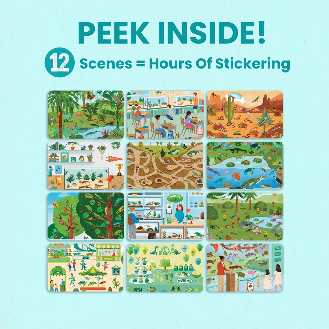 Cupkin Reptiles Sticker Book for Kids 2-8 | Travel Activity