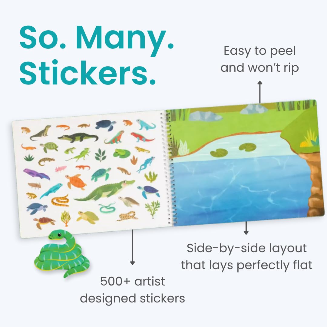 Cupkin Reptiles Sticker Book for Kids 2-8 | Travel Activity