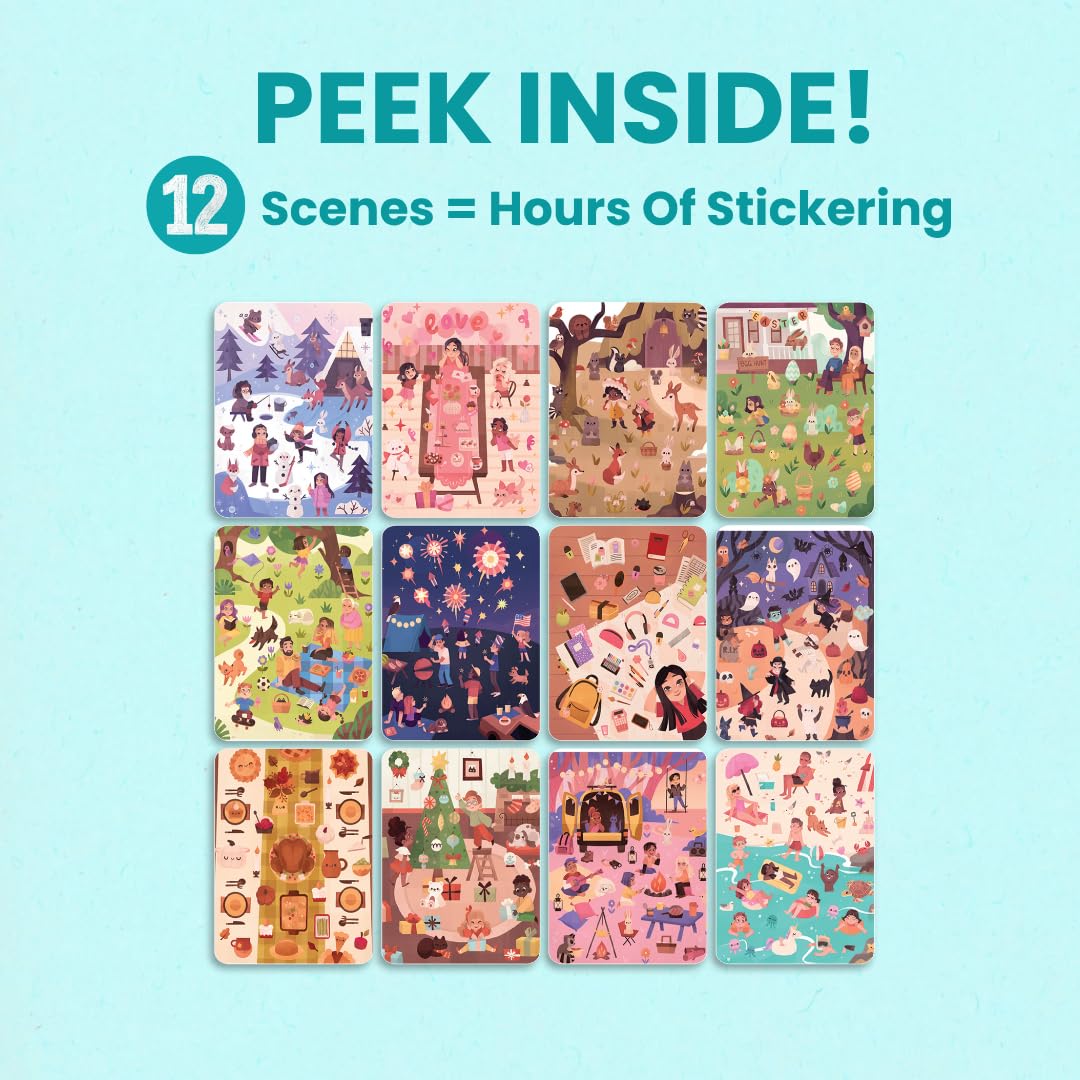 Cupkin 12 Months of The Year Sticker Book | 500+ Stickers & 12 Coloring Pages for Ages 2–8