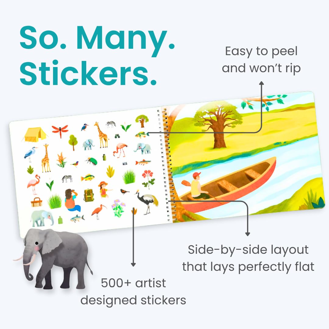 Cupkin Safari Animals Sticker Book – 500+ Stickers, Travel Activity for Kids 2-8