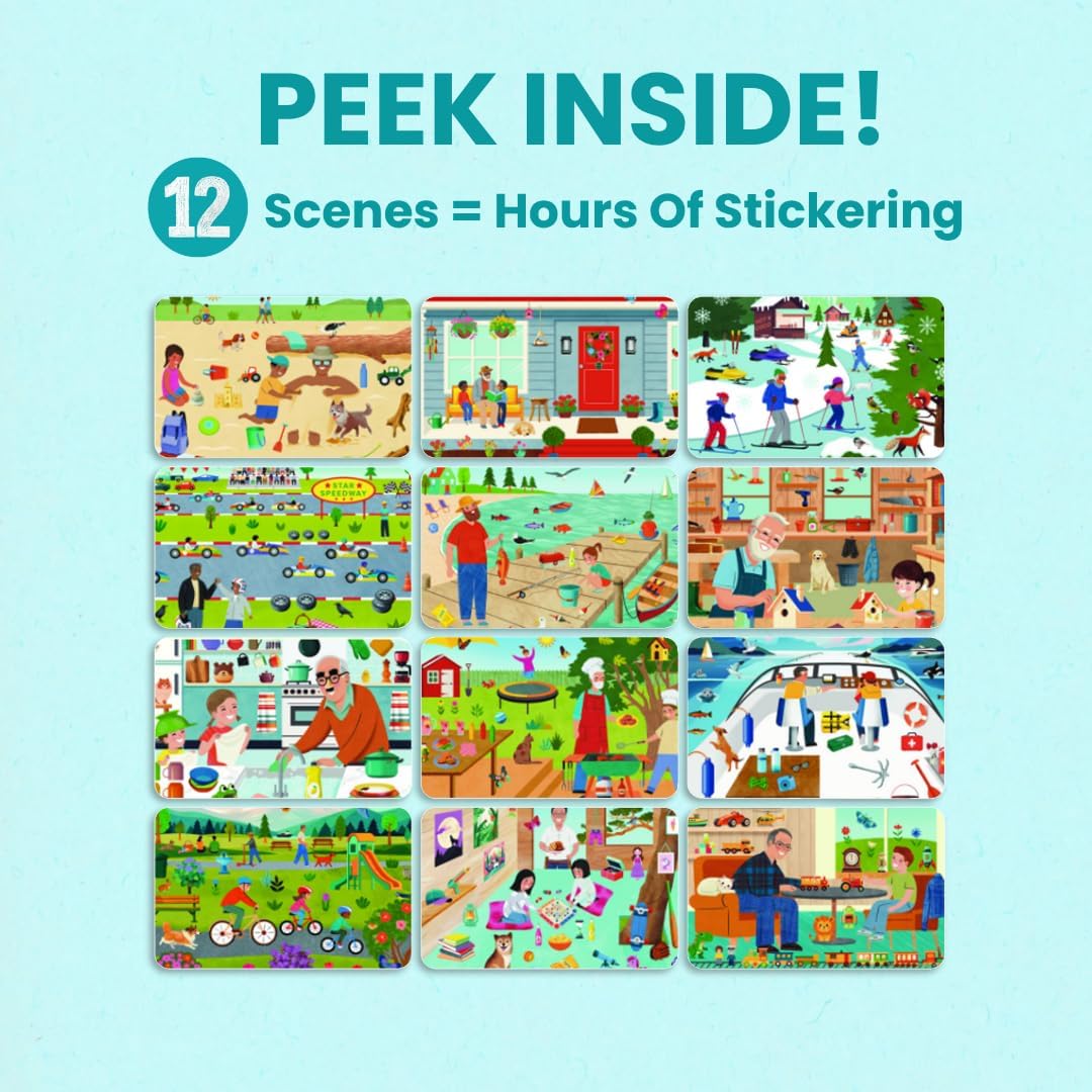 Cupkin Spending Time with Grandpa Sticker Book - 500+ Stickers, 12 Scenes for Kids 2-8