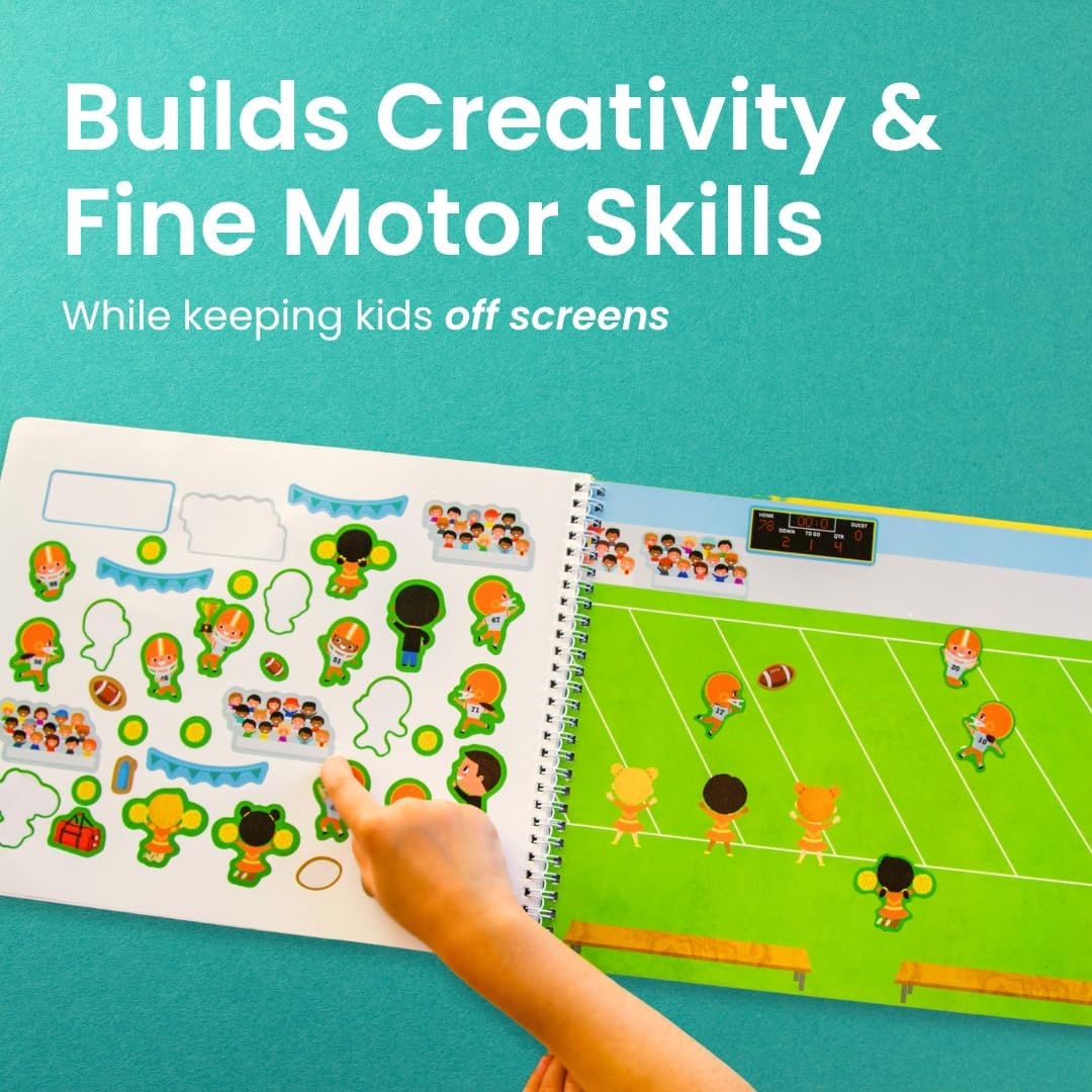 Cupkin All Kinds of Sports 500+ Kids Sticker Book | 12 Scenes & 12 Coloring Pages