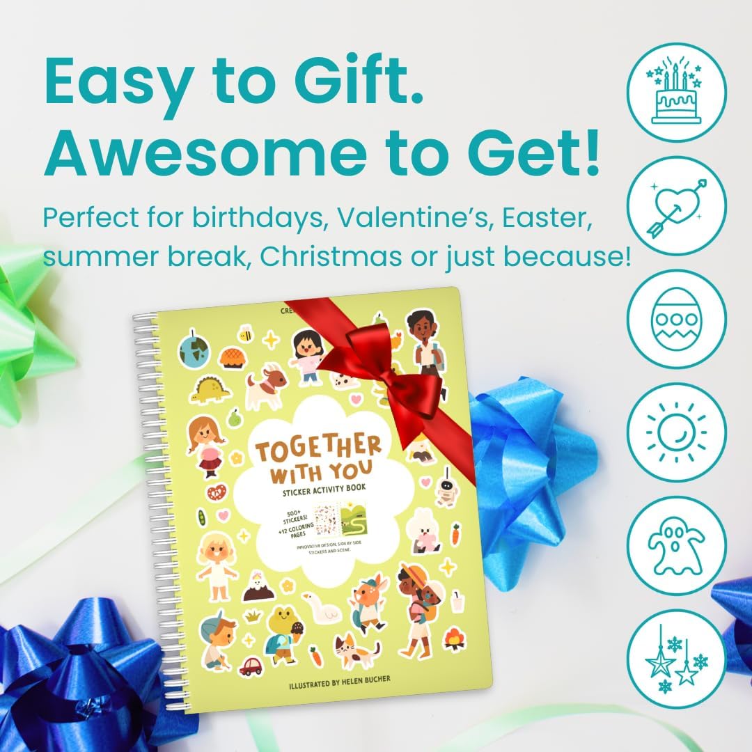 Cupkin Together with You: 500+ Sticker Book for Kids 2-8 — 12 Coloring Pages