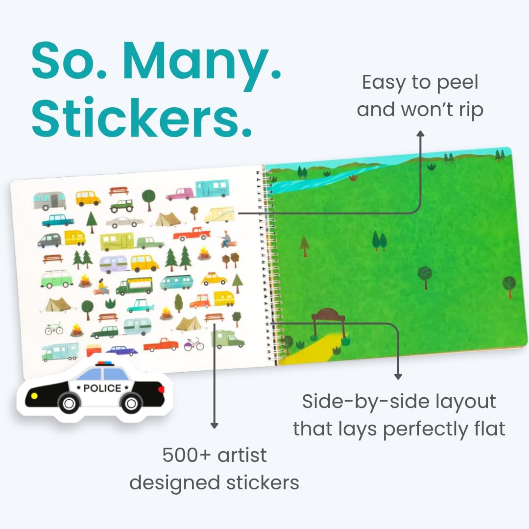 Cupkin 500+ Travel Sticker Book for Kids - Planes, Trains & Cars (Ages 2-8)
