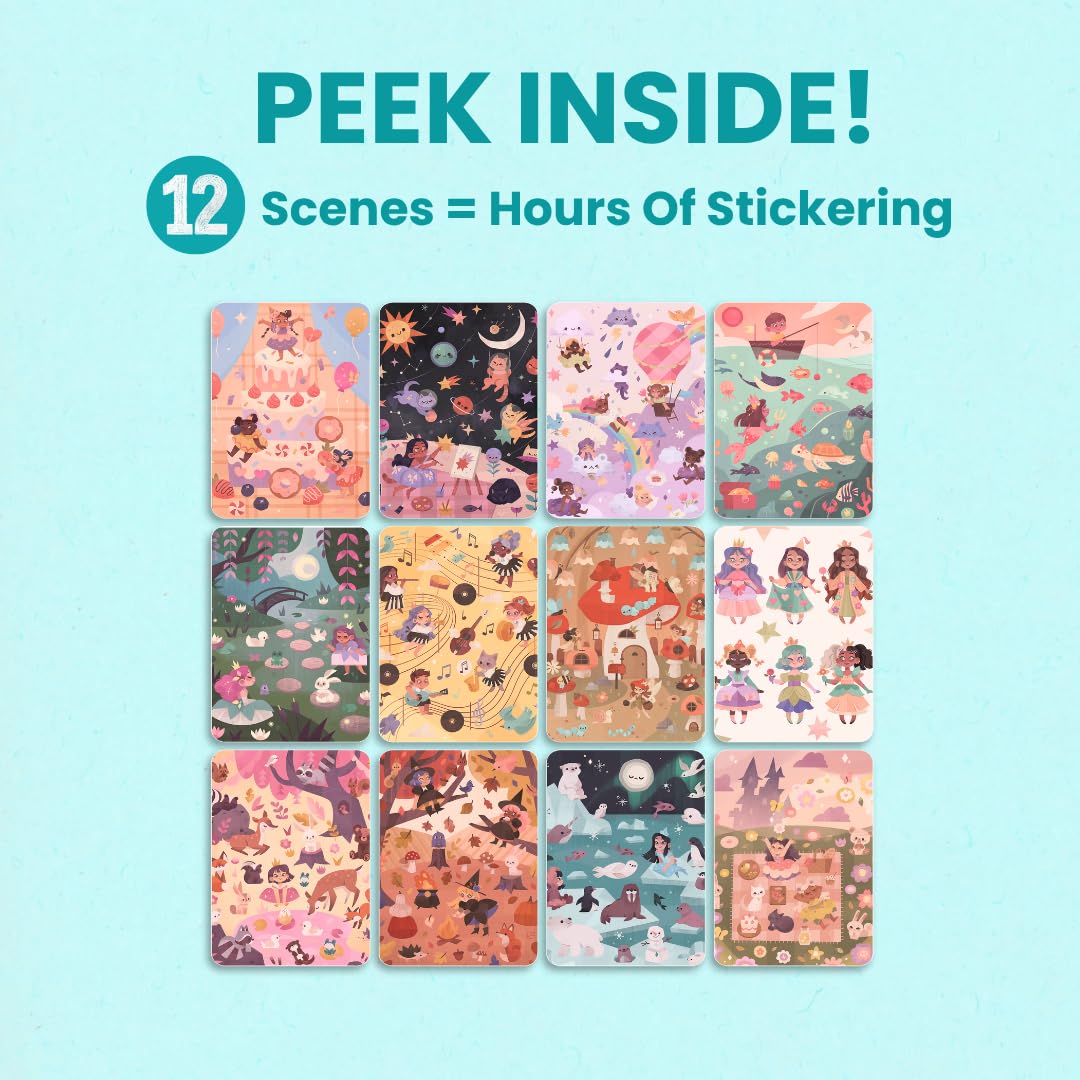 CUPKIN World of Princesses Sticker Book - 500+ Princess Stickers, 12 Coloring Pages, 2-8 Years