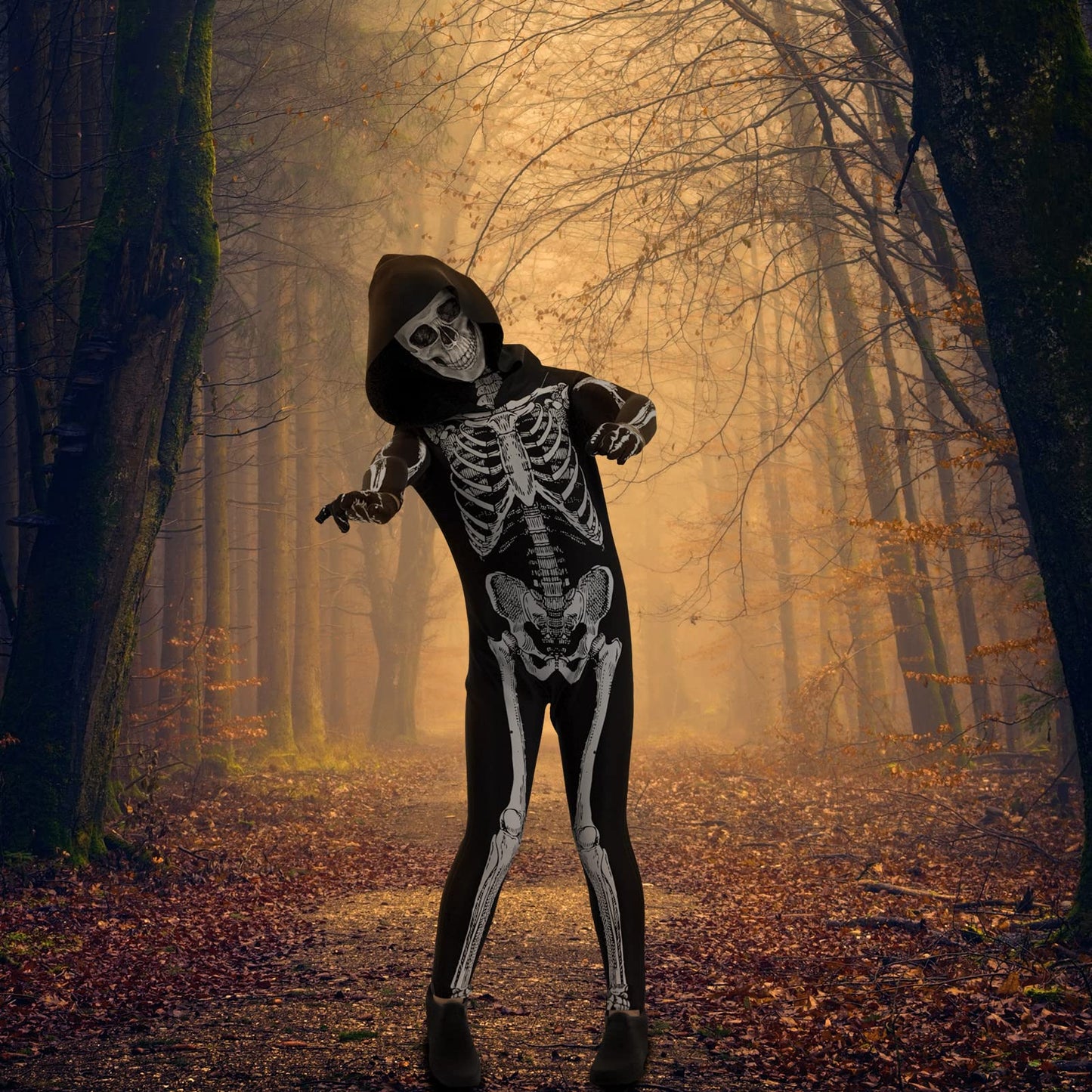 Cupohus Skeleton Jumpsuit – Halloween Costume (Unisex) 2023 Size Update
