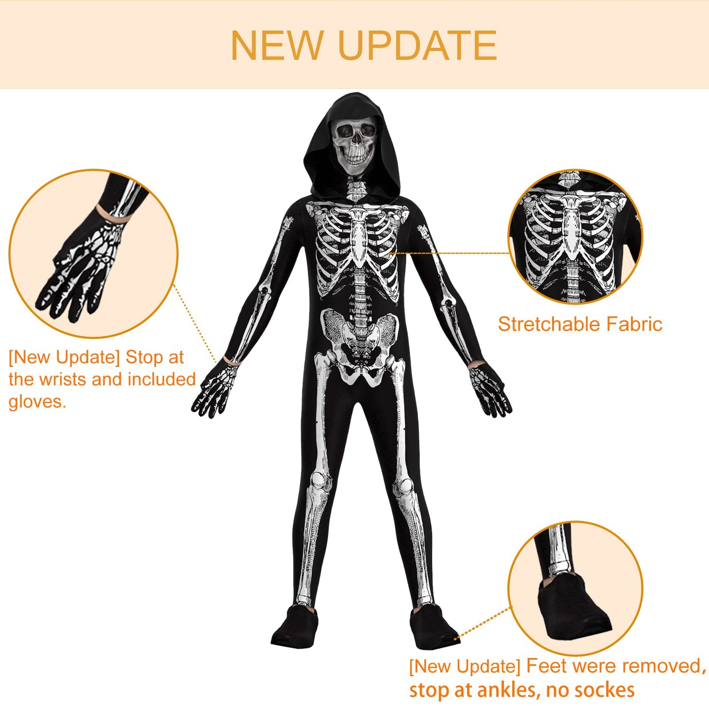 Cupohus Skeleton Jumpsuit – Halloween Costume (Unisex) 2023 Size Update