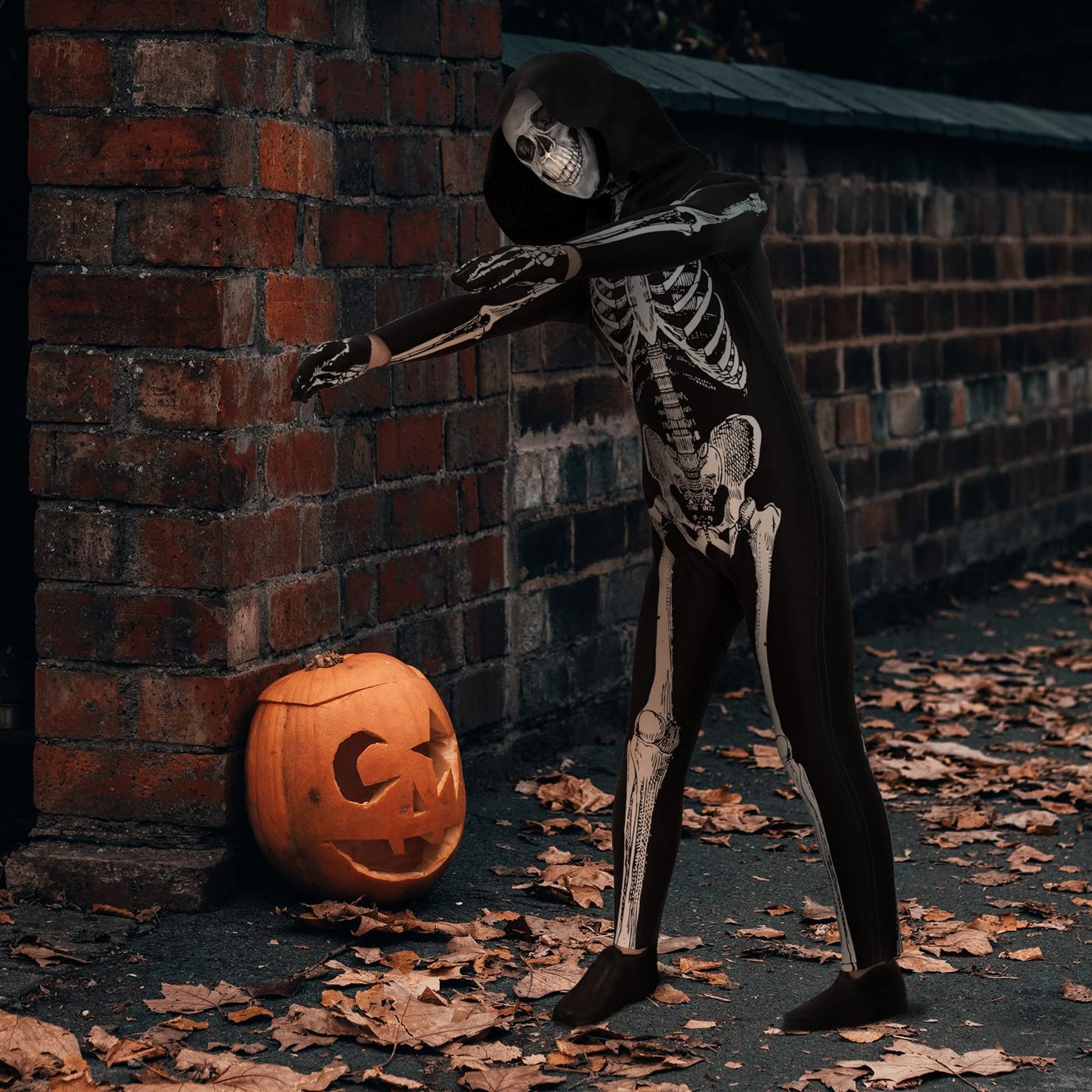 Cupohus Skeleton Jumpsuit – Halloween Costume (Unisex) 2023 Size Update