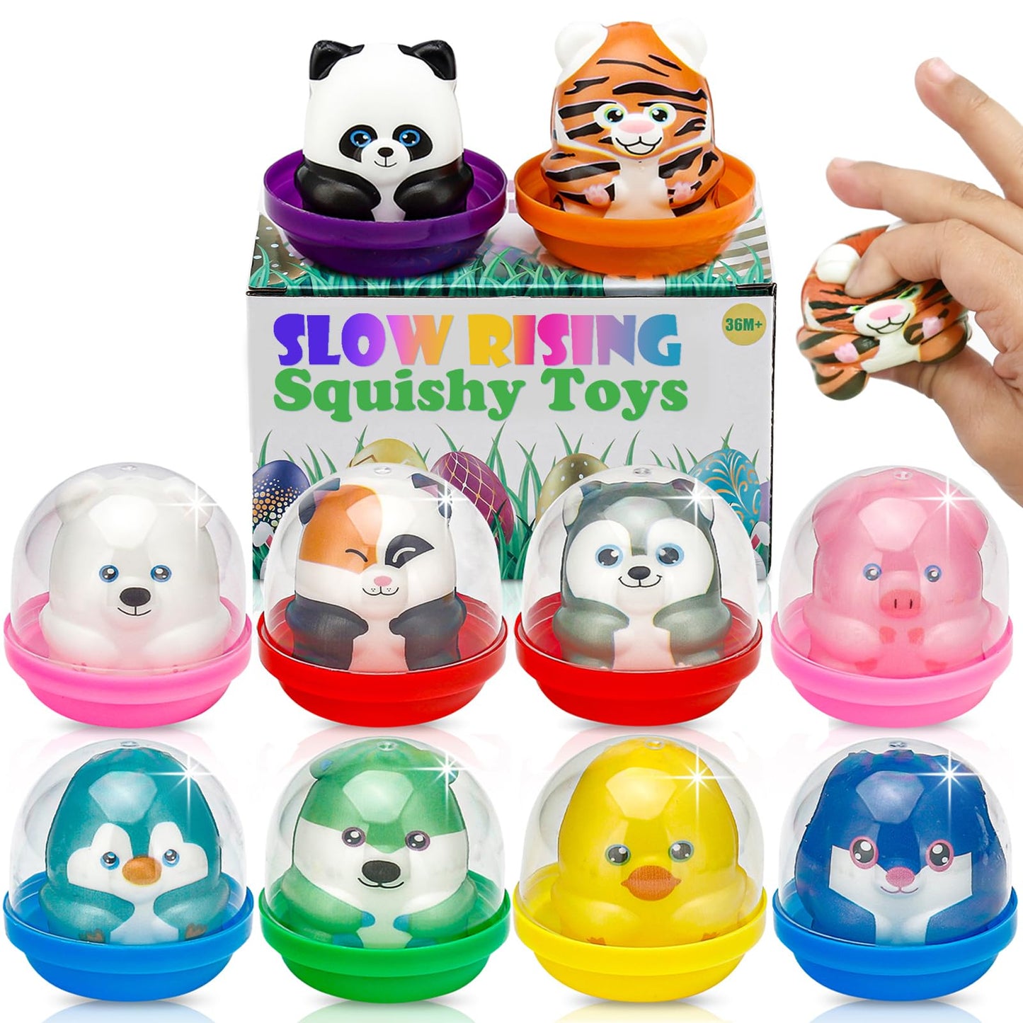 Curibble 10 Packs Party Favors & Easter Basket Stuffers – Slow Rising Squishies for Kids