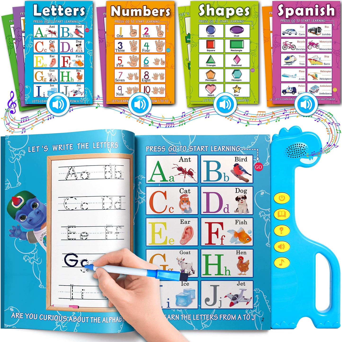 Curious 2 Learn ABC Learning for Toddlers – Bilingual English & Spanish Sound Book | Preschool Activities