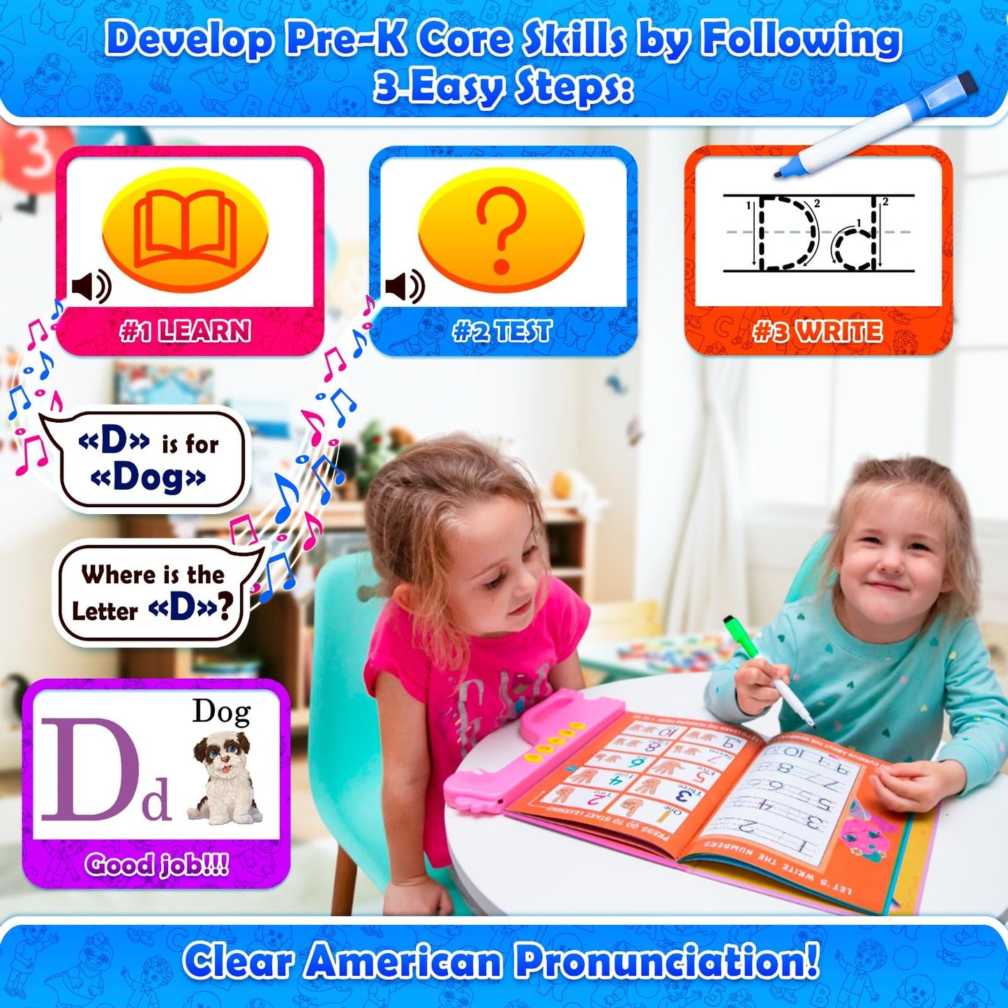 Curious 2 Learn ABC Learning for Toddlers – Bilingual English & Spanish Sound Book | Preschool Activities