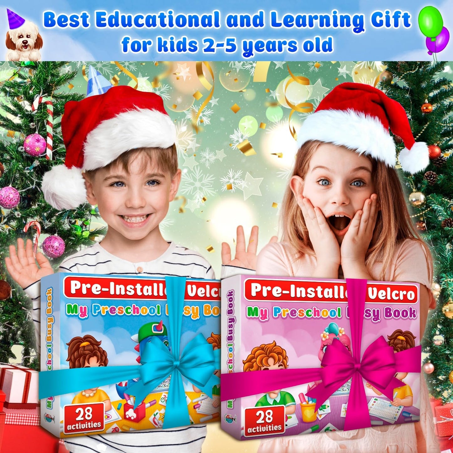Curious 2 Learn Montessori Busy Book for Toddlers 3–5 | 28 Activities, Travel Bag, 8 Markers