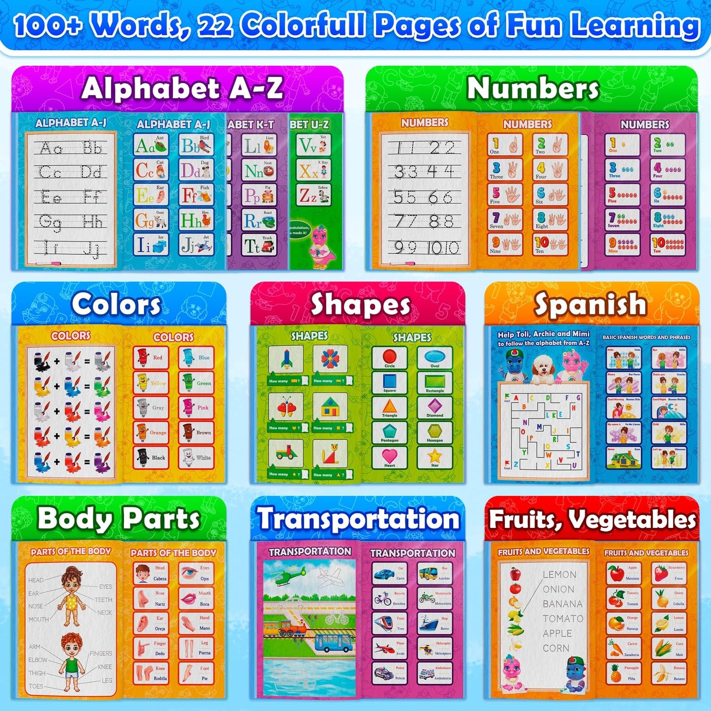 Curious 2 Learn ABC Learning for Toddlers – Bilingual English & Spanish Sound Book | Preschool Activities
